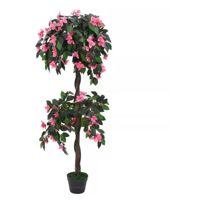 vidaXL Artificial Rhododendron Plant with Pot 155cm Green and Pink Fake Flora