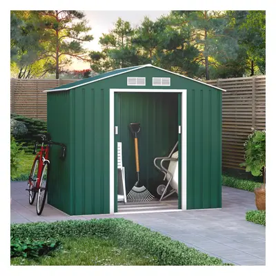 (7x4, Dark Green) BillyOh Ranger Apex Metal Shed With Foundation Kit