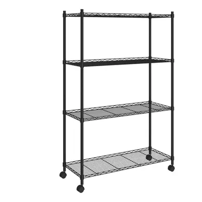 (black) vidaXL Storage Shelf with Wheels Shelving Unit Workshop Storage Rack Unit