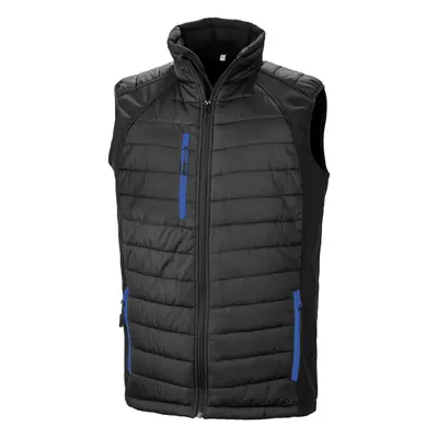 (XS, Black/Royal Blue) Result Genuine Recycled Unisex Adult Compass Softshell Padded Gilet