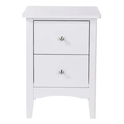 Bedside Cabinet 2Drawer Bedroom Drawer Side Table Nightstand Metal Handles White