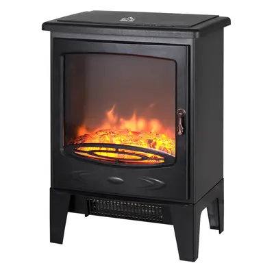 HOMCOM Electric Fireplace Freestanding w/Realistic Flame Effect, Black