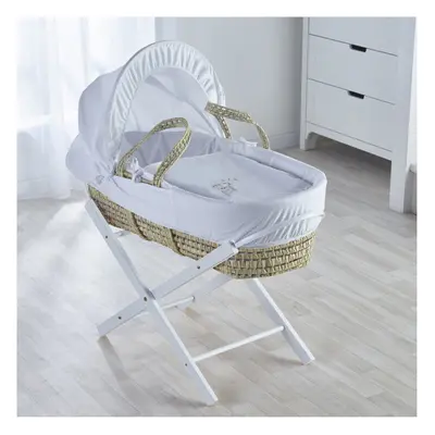 White Sleepy Sheep Moses Basket with Opal Folding Stand