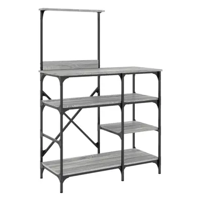 vidaXL Baker's Rack Storage Kitchen Rack Grey Sonoma Engineered Wood and Metal