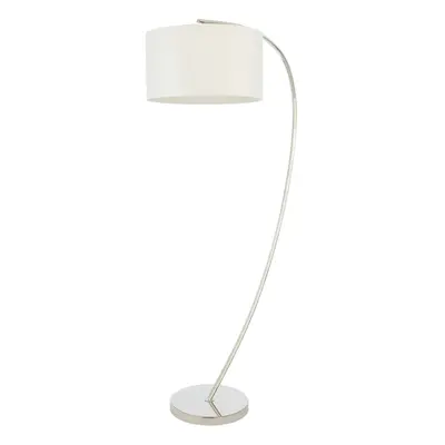 1.5m Curved Floor Lamp Nickel & White Shade Arched Standing Living Room Light