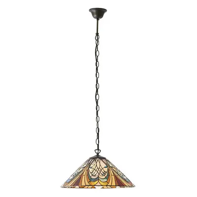 Tiffany Glass Hanging Ceiling Pendant Light Bronze Chain Down Lamp Shade i00121