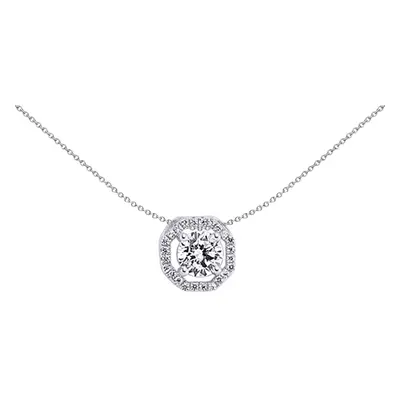 Jewelco London Ladies Sterling Silver Cubic Zirconia Halo Charm Necklace inch - GVP246