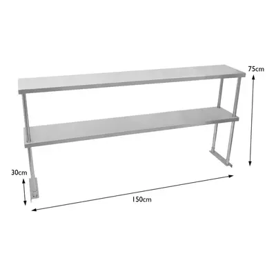 (Double 1500mm) Commercial Overshelf Prep Table Single/Double Tier Stainless Steel 150cm / 180cm