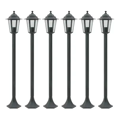 vidaXL 6x Garden Post Lights E27 110cm Aluminium Dark Green Patio Lamp Lantern