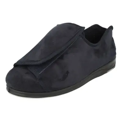 (UK 8, Navy (Blue)) Mens Padders Extra Wide Fitting Slippers Peter - HK Fit