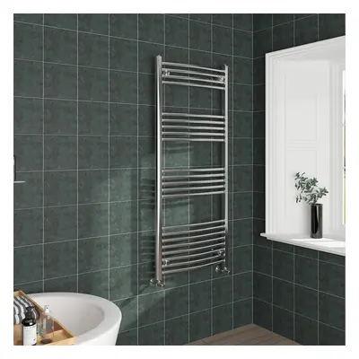 (1400x600mm, Chrome) NRG Curved Central Heating Towel Rail Bathroom Heated Rad Radiators Ladder 