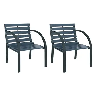 vidaXL 2x Garden Chairs Grey Wood Outdoor Patio Seating Furniture Armchair