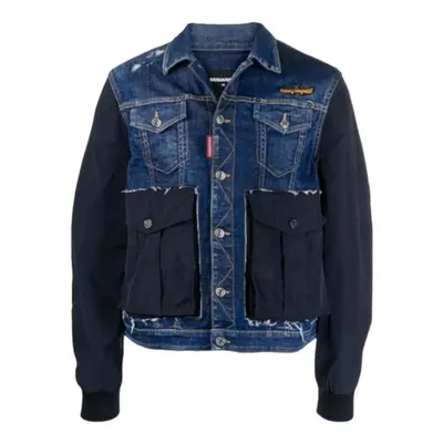 (EU 50) DSQUARED2 Mens Denim Jacket Black Sleeve