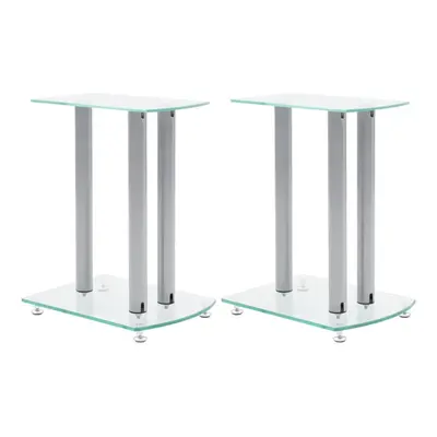 Set of Transparent Safety Glass Aluminum Speaker Stands High Quality