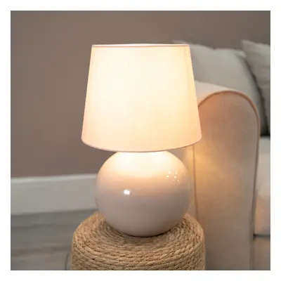 Bosco Natural Stone Ceramic Table Lamp with Pink Tapered Lamp Shade