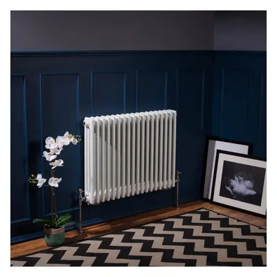 (600 x 830mm Triple, White) PlumbGalaxy Traditional-Style Cast Iron Radiator