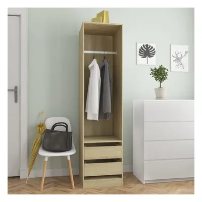 vidaXL Wardrobe with Drawers Engineered Wood Sonoma Oak Clothing Hanger Shelf