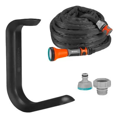 Gardena Liano 15Â m textile hose set and TapFix hose holder: Flexible and lightweight garden hos