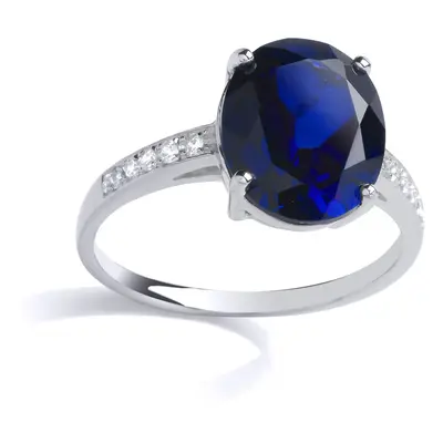 (L) Jewelco London Sterling Silver Sapphire-Blue CZ & Created Sapphire Fancy Ring Cocktail Ring 