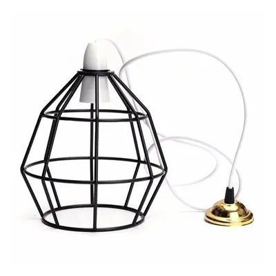 (Black) Vintage Industrial Style Metal Cage Wire Frame Ceiling Pendant Light Lamp Shades 110-240