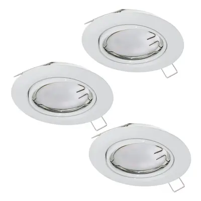 3 PACK Flush Ceiling Downlight White Steel x 5W GU10 Adjustable Bulb