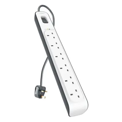 Belkin Heavy Duty Plug 2m Surge Protection Extension Lead Strip White