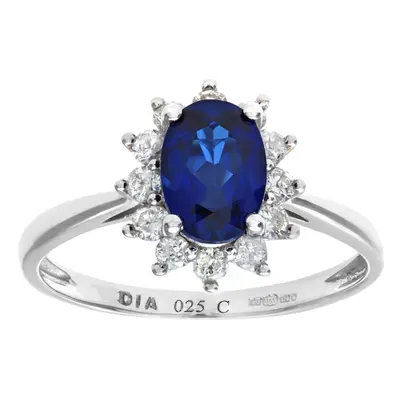 (L) Jewelco London Round Brilliant Sapphire and Diamonds 9ct Cluster Ring - PR1AXL0470WSA