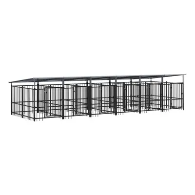 (588 x x cm) vidaXL Outdoor Dog Kennel Steel Puppy Crate Pet Cage Enclosure Multi Sizes