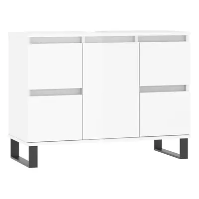 (high gloss white) vidaXL Bathroom Cabinet Vanity Unit Highboard Cupboard White Engineered Wood