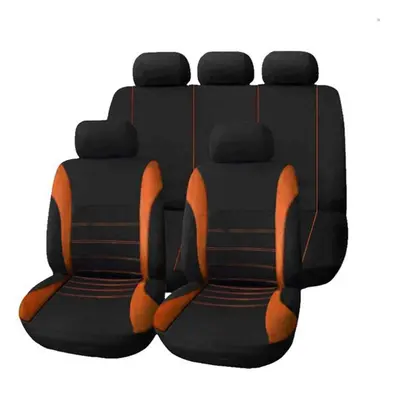 (Orange) 9pcs Universal Car Seat Cover Cloth Art Auto Interior Decoration