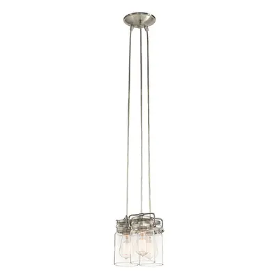 3 Bulb Ceiling Pendant Light Fitting Brushed Nickel LED E27 60W Bulb