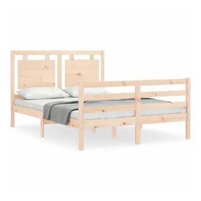 (natural, x cm) vidaXL Bed Frame Bed Base Wooden Platform Bed with Headboard Double Solid Wood