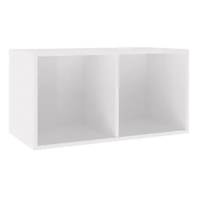 vidaXL Vinyl Storage Box High Gloss White Engineered Wood Recorder Collection