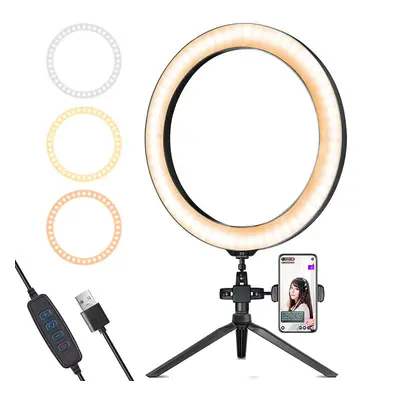 (16cm, With Phone Clip) LED Ring Light Stand 3200K-5800K Dimmable Lamp for Selfie Video Photo Li