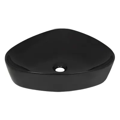 vidaXL Basin Wash Basin Countertop Basin Bathroom Sink Ceramic Triangle Black