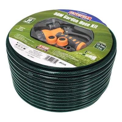 Faithfull FAIHOSE50AV Reinforced Hose Kit 50M (164ft) with Fittings and Multipattern Spray Gun