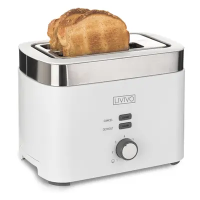 (WHITE) LIVIVO Slice Toaster Browning/Crumb Tray/900W