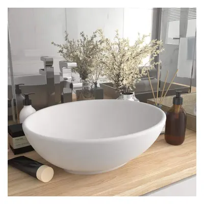 vidaXL Luxury Basin Oval-shaped Matt White 40x33 cm Ceramic