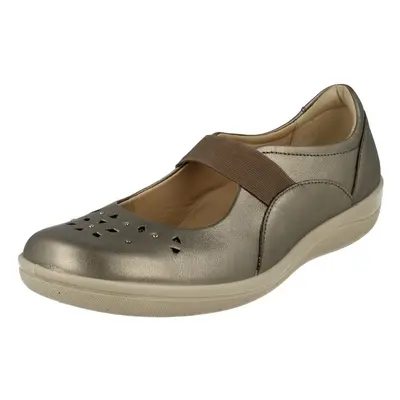 (UK 4, Pewter (Silver)) Ladies Padders Casual Flat Shoes Flare - E Fit