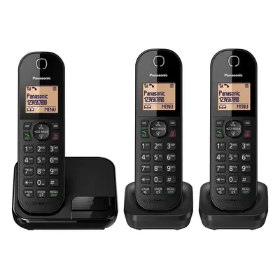 Panasonic KX-TGC413EB Digital Cordless Phone with Nuisance Call Blocker - Black (Pack of 3)