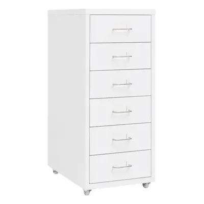 vidaXL Mobile File Cabinet White Metal Office Storage File Filing Cabinet