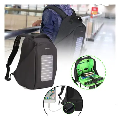 16 inch Waterproof Solar Panel Backpack Laptop USB Charger Outdoor Travel Camping Bags