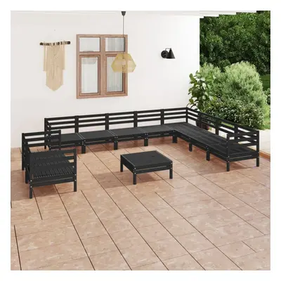 vidaXL Garden Lounge Set Outdoor Lounge Set Piece Solid Wood Pine Black