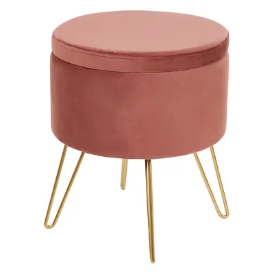 Velvet Storage Pouffe Pink SILAS