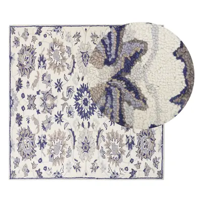 Wool Area Rug x cm Beige and Blue KUMRU