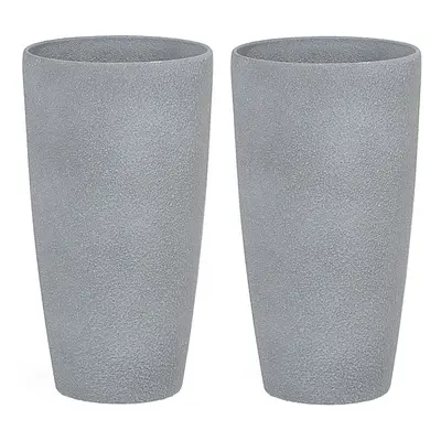 Set of Plant Pots Stone x x cm Grey ABDERA