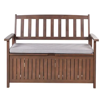 Garden Bench with Cushion SOVANA cm with Storage Acacia Wood Light Grey