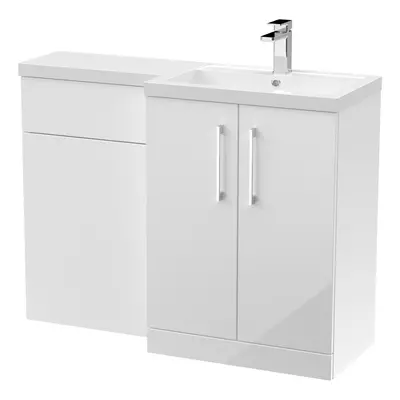 Furniture Combination Vanity Basin and WC Unit Right Hand - 1100mm x 390mm - Gloss White