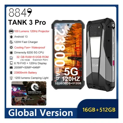 Unihertz Tank Pro 5G Rugged Phone 16GB+512GB 23800mAh W/Projector NFC Google Play