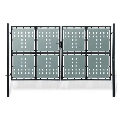 vidaXL Double Door 300x225cm Black Outdoor Garden Fencing Barrier Fence Gate